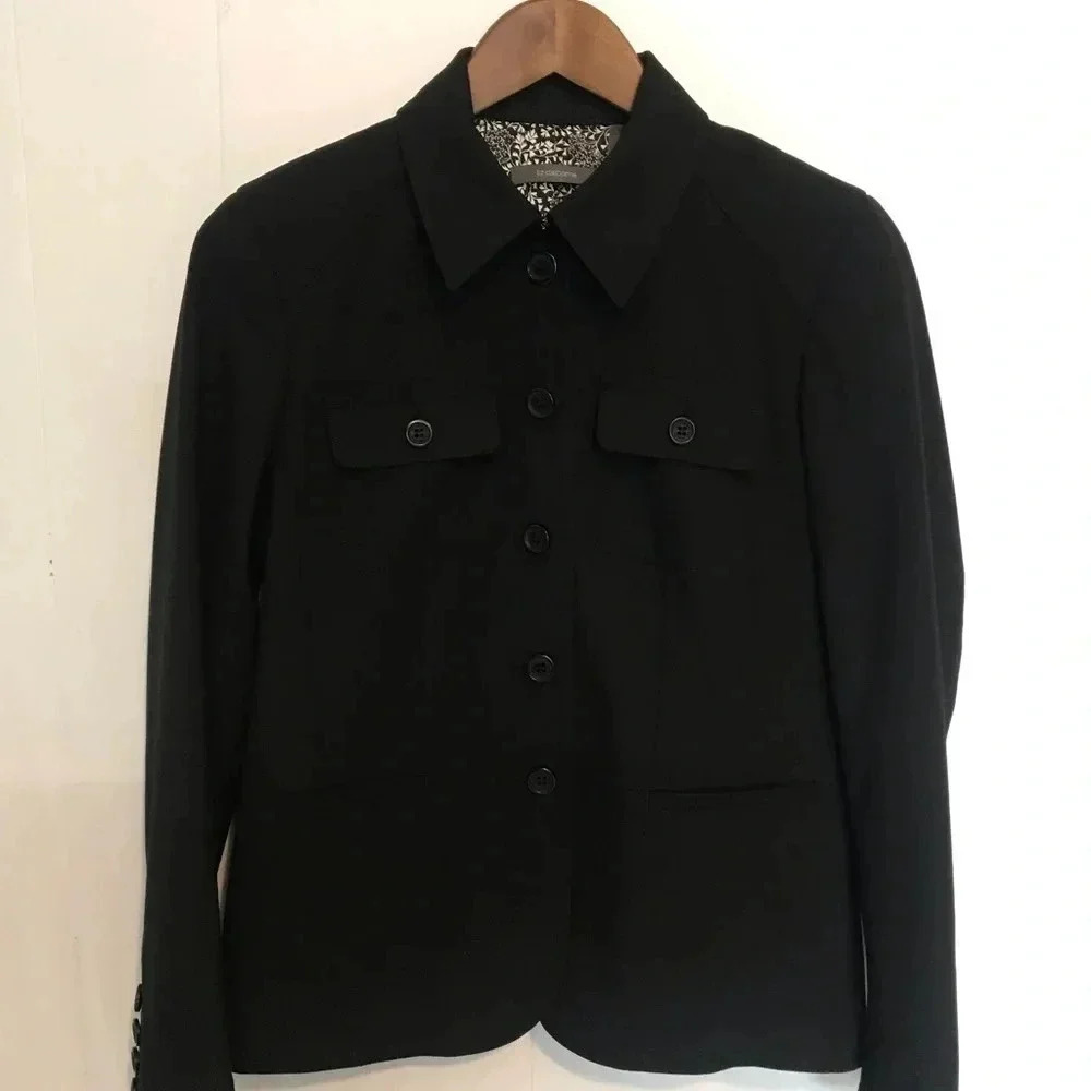 Liz Claiborne Blazer Jacket Womens 4 Black Button Front Career Office - Picture 2 of 7